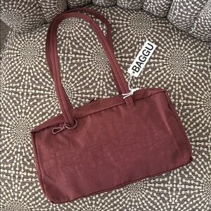 CLOSING SALE BAGGU Nylon Bowler Satchel Bag NWT Color: Mahogany